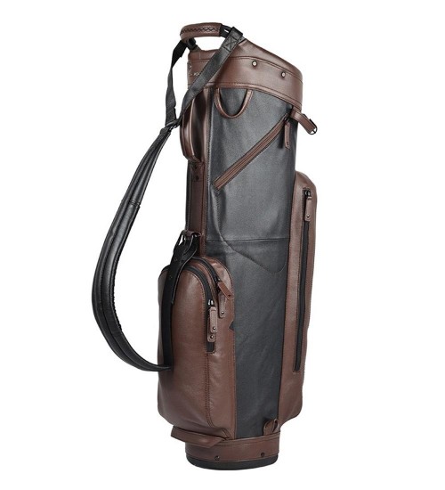 Retro Reborn real leather vintage style tan brown golf bag with 2 x golf  ball pocket — Retro Reborn